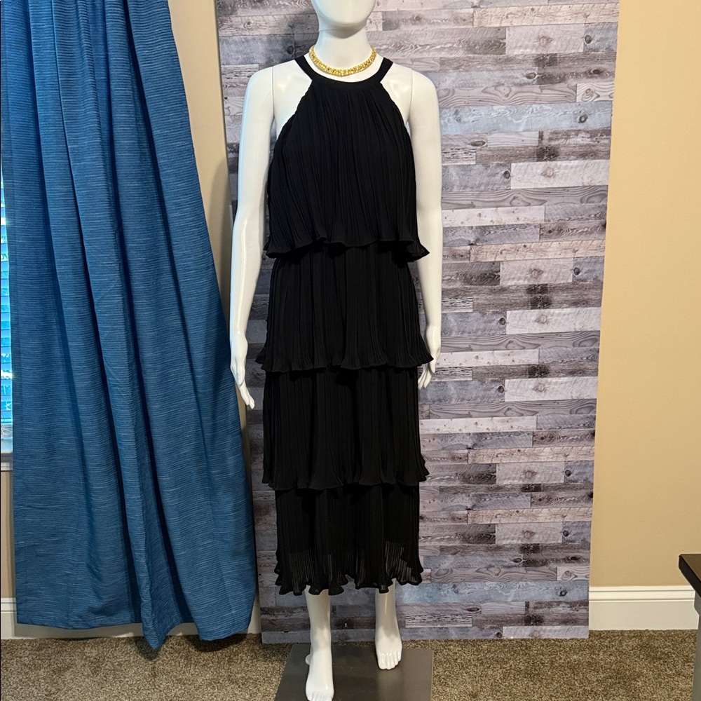 NWT! Elegant Black Layered Midi Dress